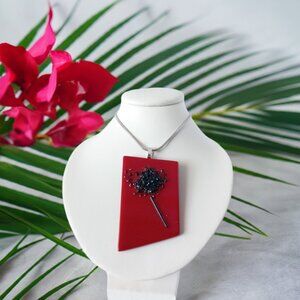 Asymmetrical abstract floral pendant necklace,Artisan handmade jewelry for her